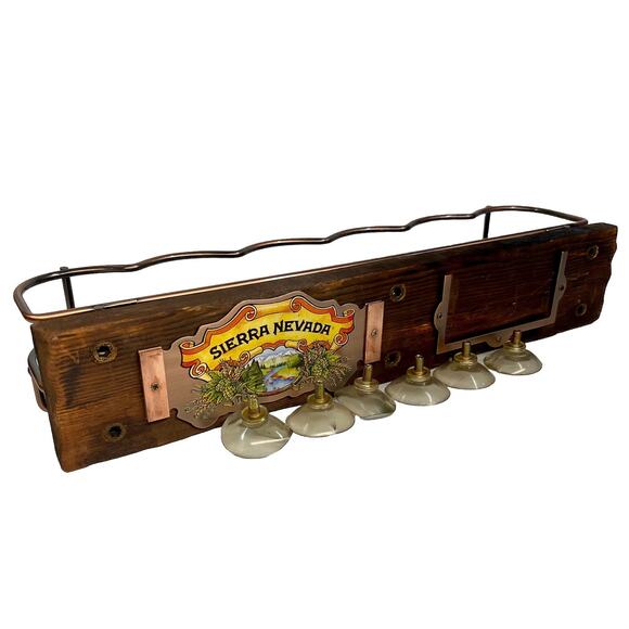 Sierra Nevada 6 Beer Bottle Floating Bar Shelf Rack Wood Copper Window Mounted - Picture 8 of 10